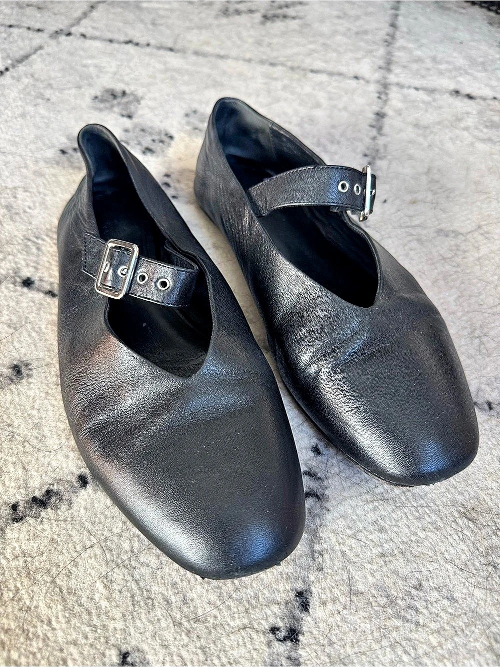 COS Leather Mary-Jane Flats Black Buckle Flats